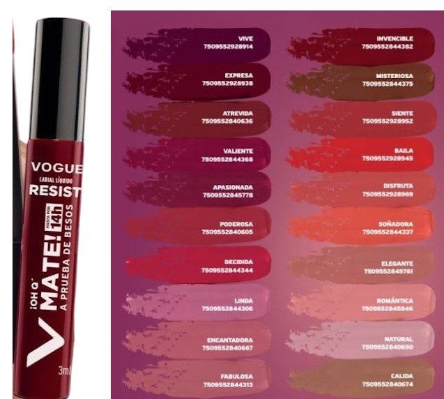 LABIAL LIQUIDO VOGUE  RESIST A PRUEBA DE BESOS 0H Q